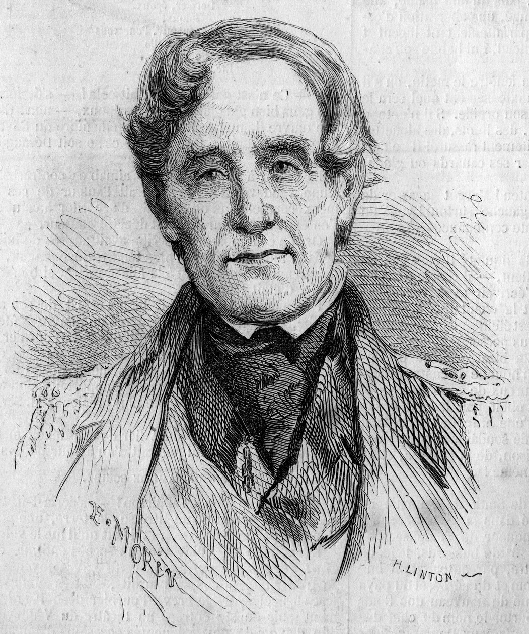 Portrét admirála Edmunda Lyonse (1790-1858), velitele britského námořnictva během krymské války (1853-1856). Rytina od Morina v „“ Le Monde Illustré““ č. 85 ze 4. prosince 1858. od French School