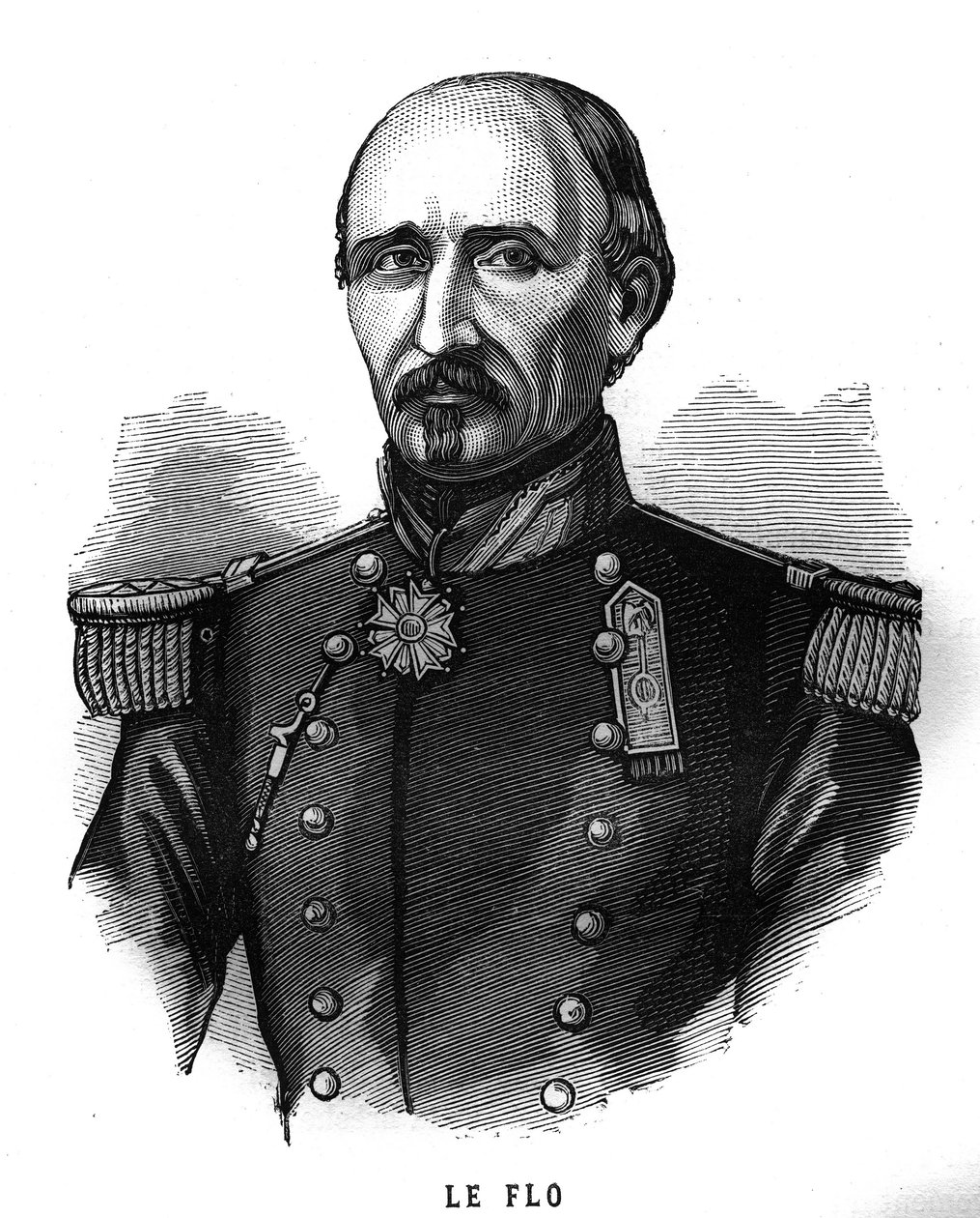 Portrét Adolphe Le Flo (1804-1887), generál francouzské Armee a politik. Rytina v „Les Illustrations De L