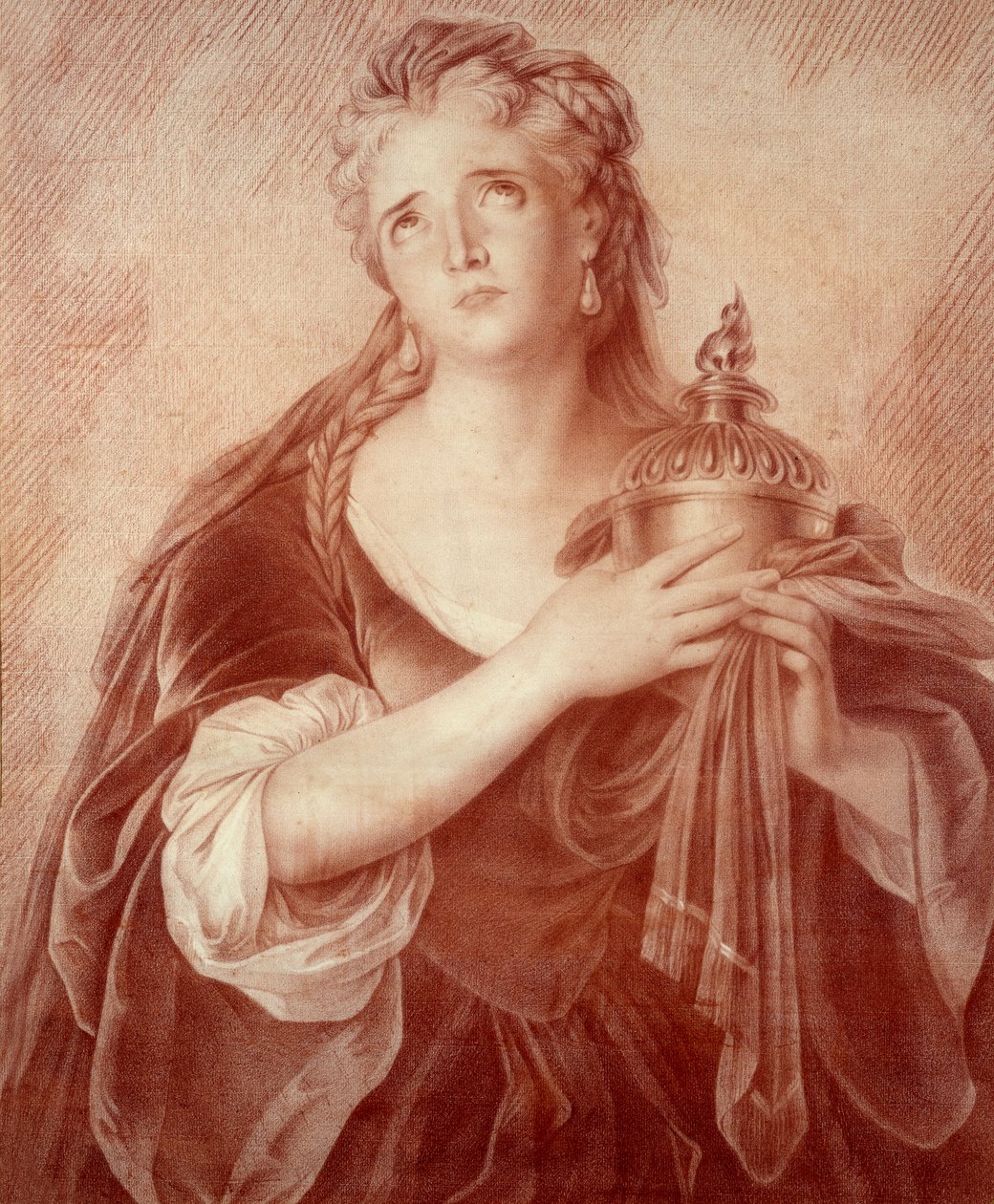 Portrét Adrienne Lecouvreur (1692-1730), francouzské dramatické umělkyně. Kresba Philippe De Saint Albin od French School
