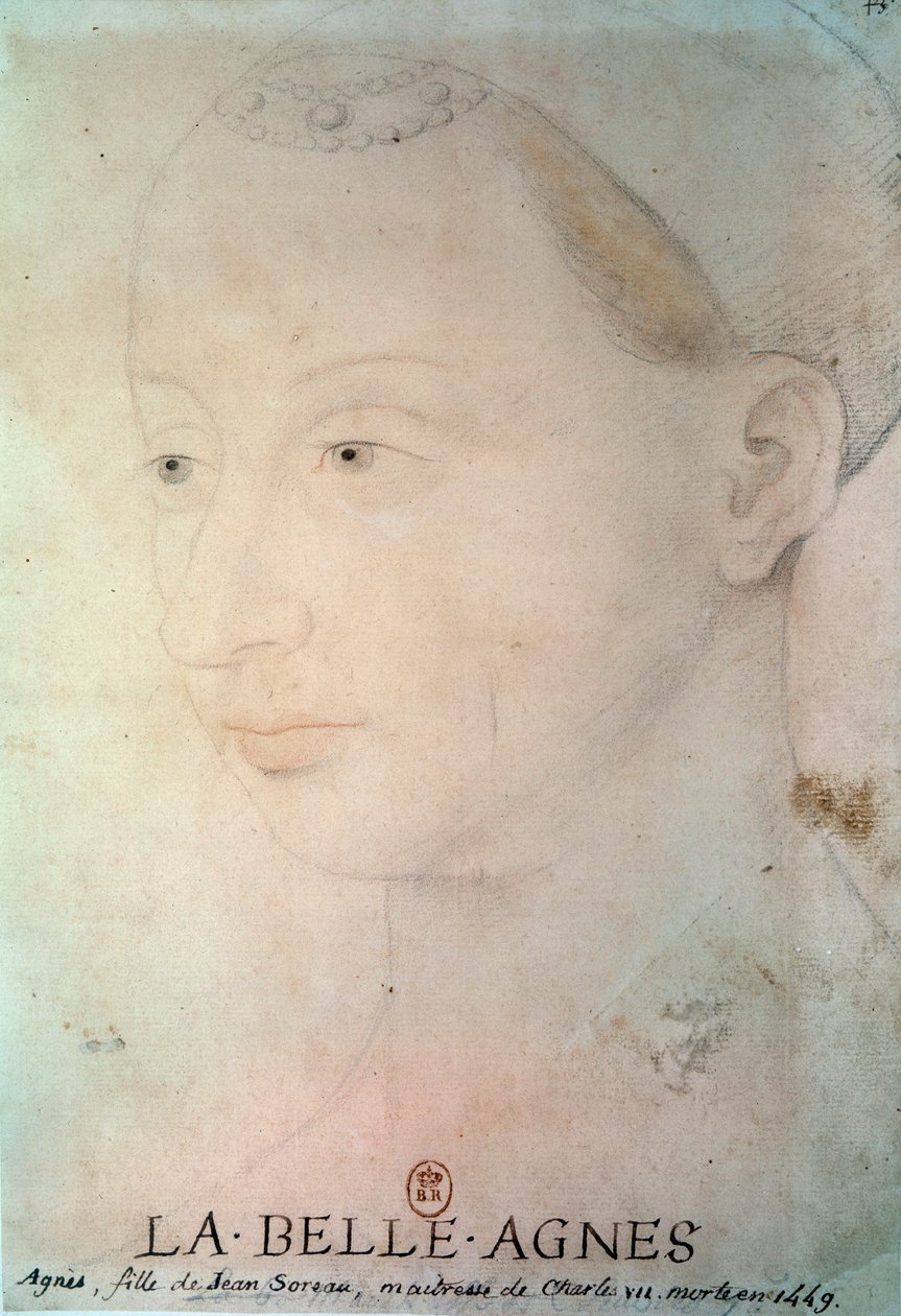 Portrét Agnes Sorel (1422-1450) Lady z Beaute sur Marne od French School