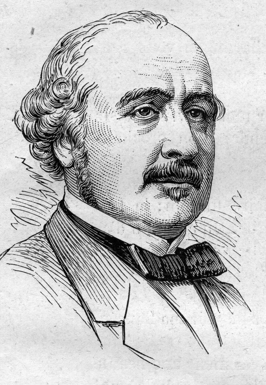 Portrét Alberta de Broglie (1821-1901), francouzského politika, diplomata, historika, esejisty a akademika. Rytina v „“ Le Monde Illustré““ č. 883 ze 14. března 1874. od French School