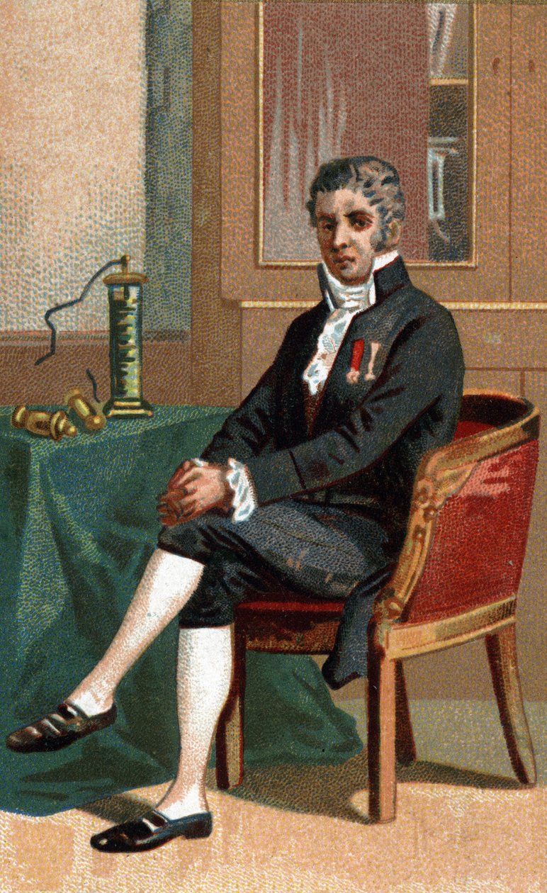 Portrét Alessandra (Alexandra) Volty (1745-1827) italského fyzika. od French School
