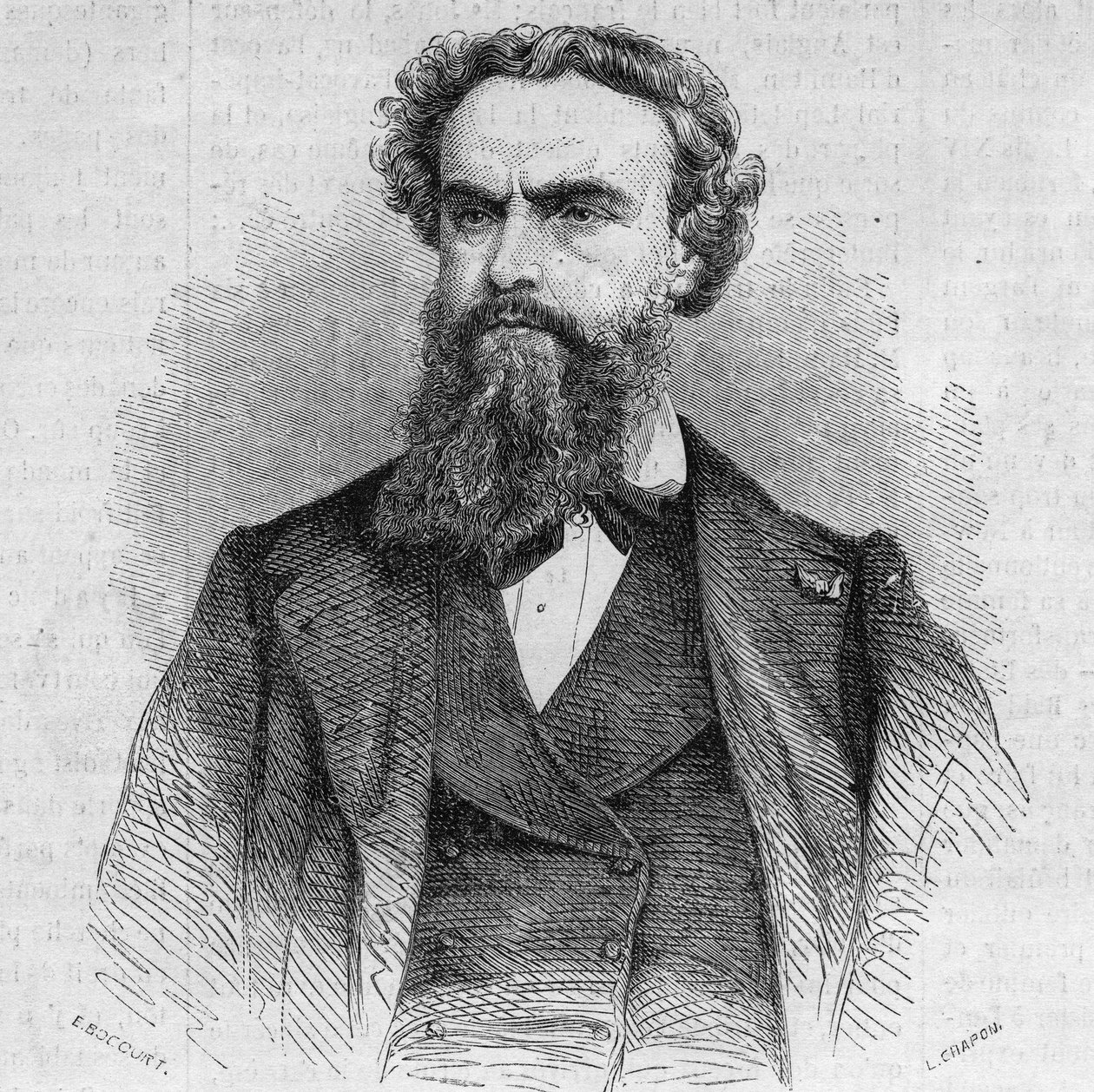 Portrét Alexandra Cabanela (1823-1899), francouzského malíře. Rytina do „“ The Illustrated World““ č. 338 z 3. října od French School
