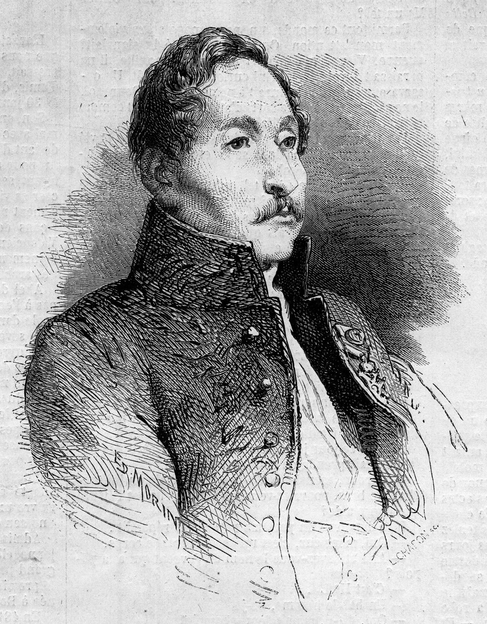 Portrét Alexandra Denise Abela de Pujol (1787-1861), francouzského malíře. Rytina v „“ Le Monde Illustré““ č. 235 z 12. října 1861. od French School