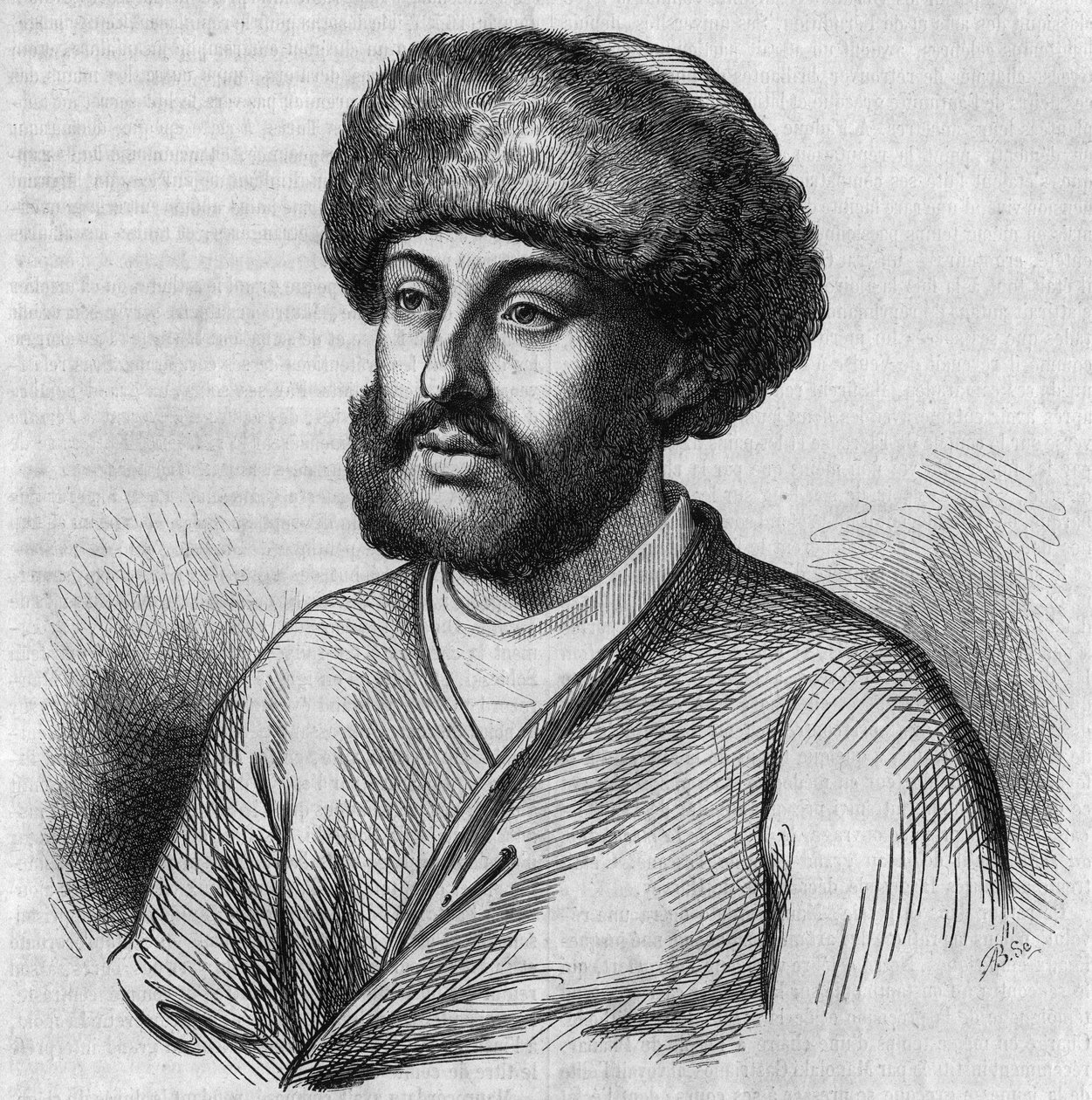Portrét Alexandra Maurocordata (Mavrocordatos) (1636-1709), řeckého politika, Drogmana (tlumočníka) pro osmanskou vládu. Rytina od Chevignarda v „“Le Magasin Picturesque““ od French School