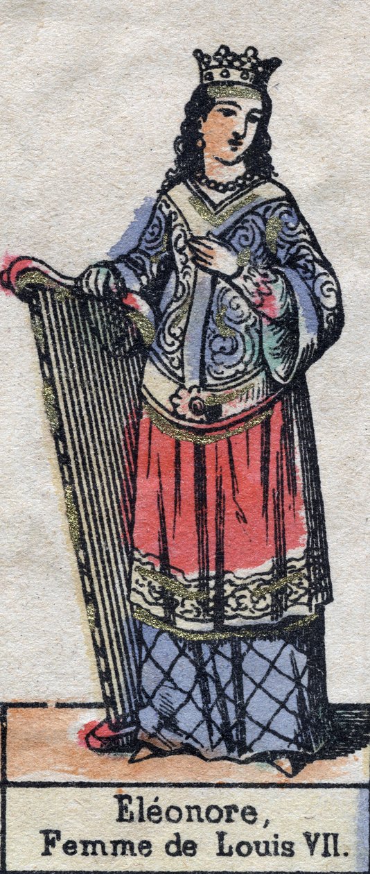 Portrét Alienora Akvitánského (Eleonore de Guyenne) (asi 1123-1204), manželky francouzského Ludvíka VII. (Kapetovská dynastie). Ilustrace z konce 19. století. od French School