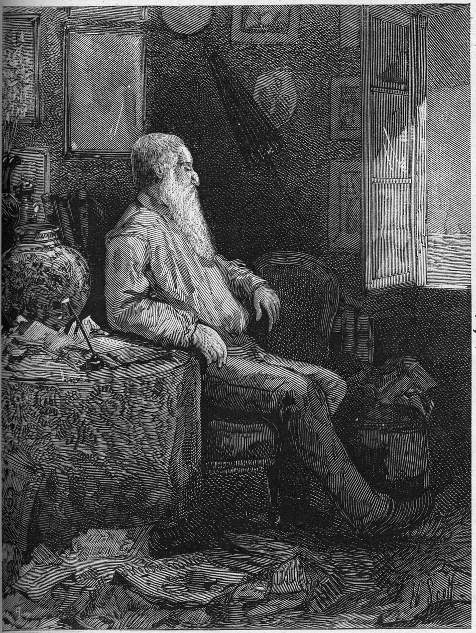 Portrét Alphonse Karra (1808-1898), francouzského romanopisce a dramatika. Rytina v „“ Le Monde Illustré““ č. 1122 z 28. září 1878. od French School