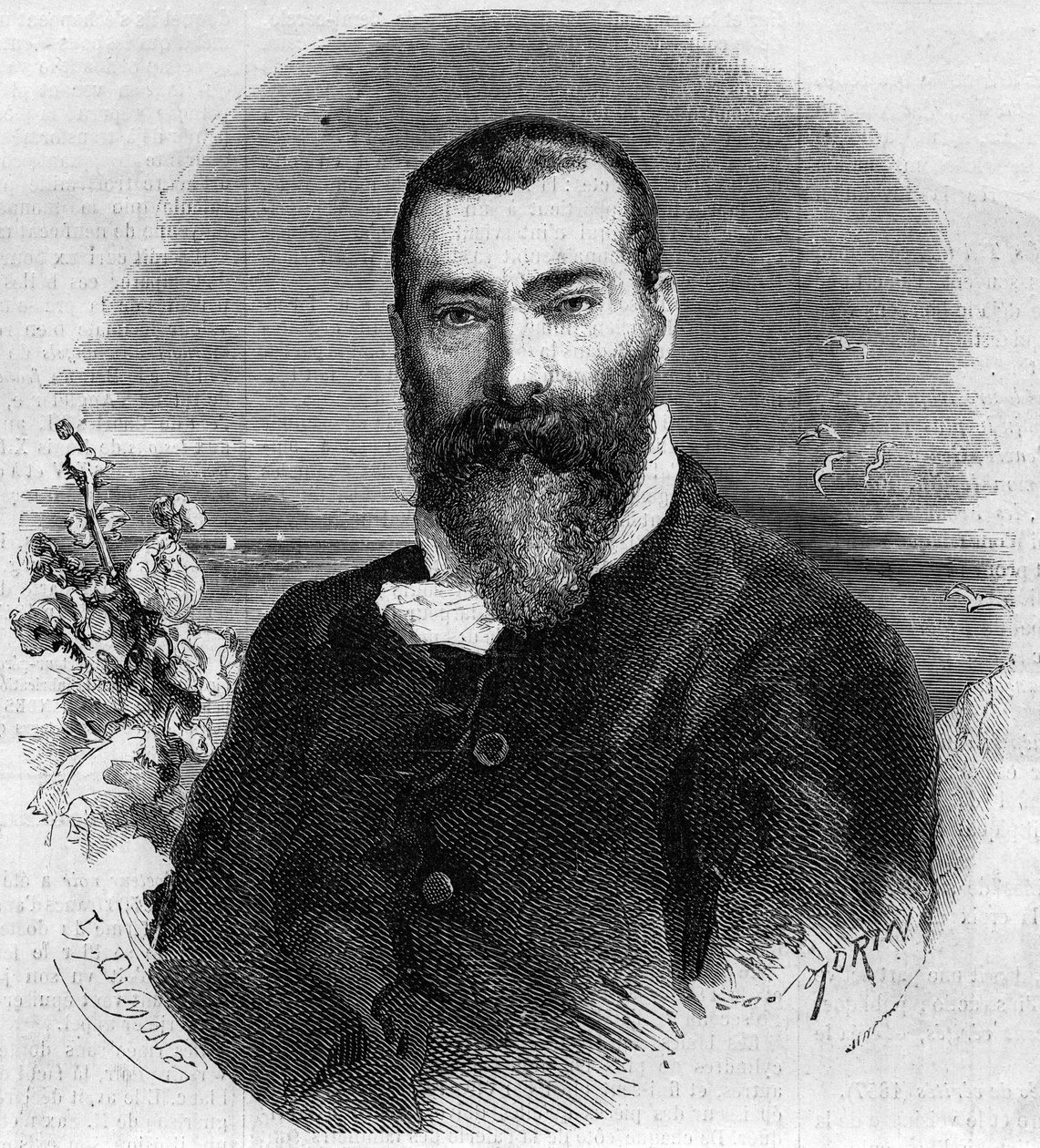Portrét Alphonse Karra (1808-1898), francouzského romanopisce a dramatika. Rytina v „“ Le Monde Illustré““ č. 145 z 21. ledna 1860. od French School