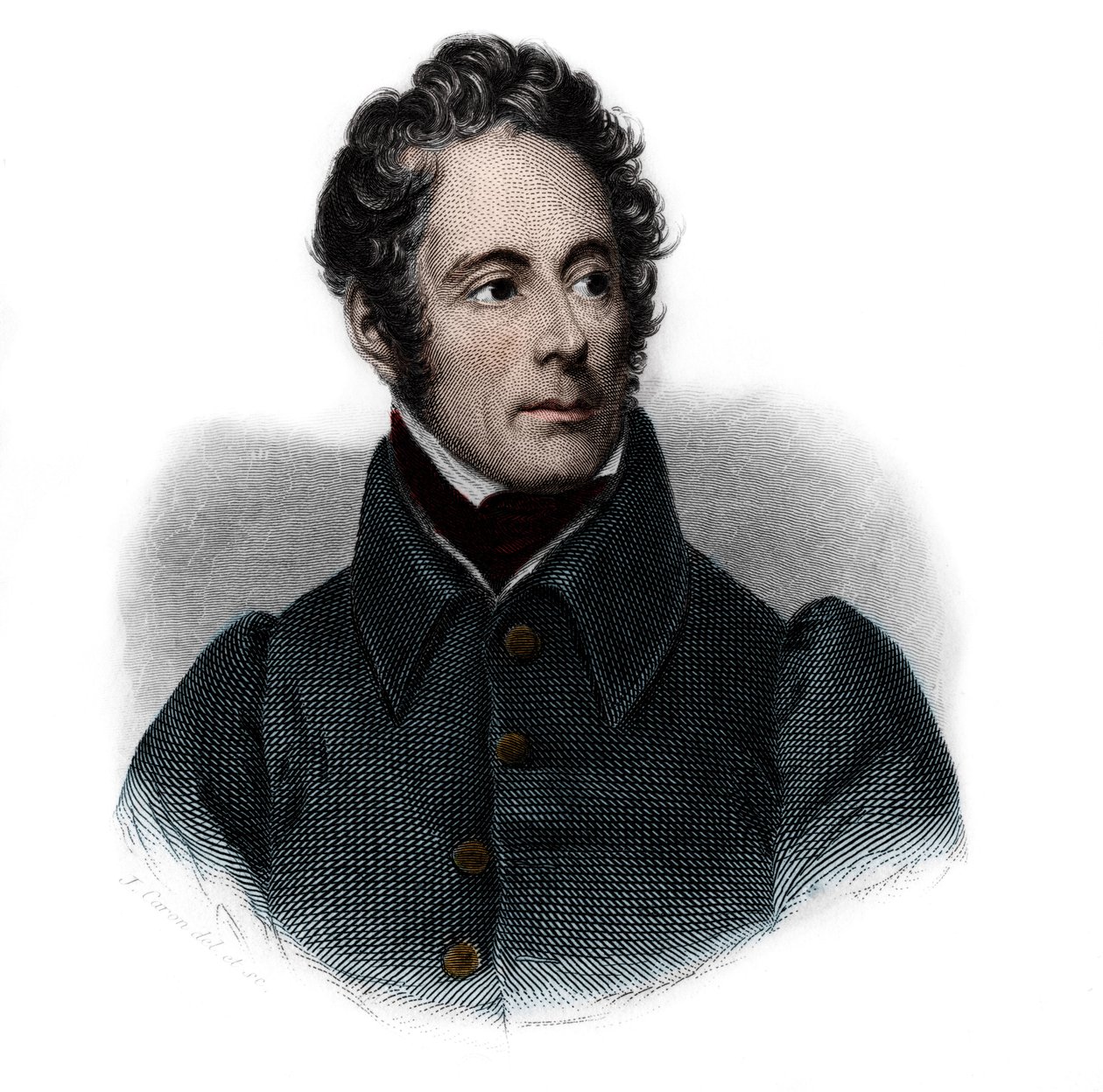 Portrét Alphonse de Lamartine (1791-1869), francouzský spisovatel, básník a politik. v „Knize řečníků“ od Louise de Cormenin Timona. 1842. Soukromá sbírka. od French School