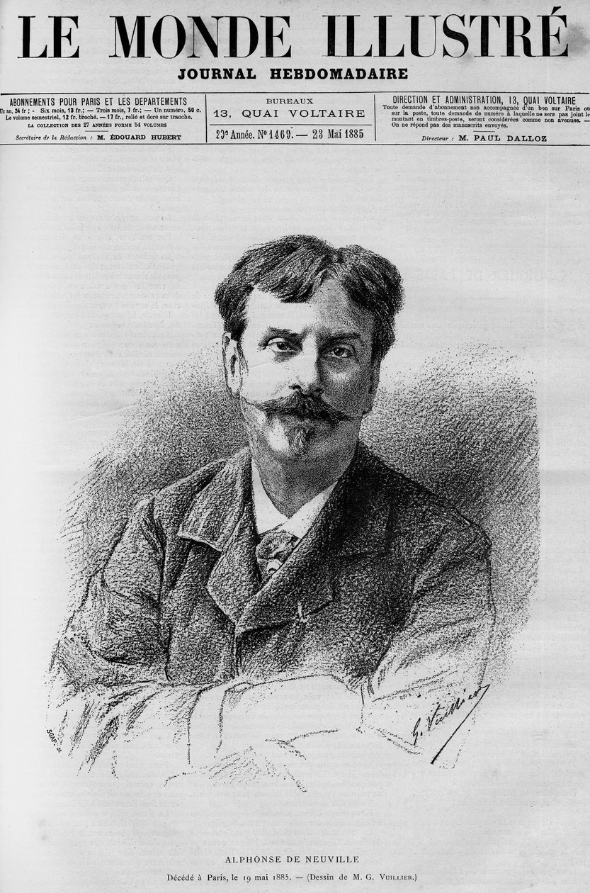 Portrét Alphonse de Neuville (1835-1885), francouzský malíř a karikaturista, In „The Illustrous World“ 1885 od French School