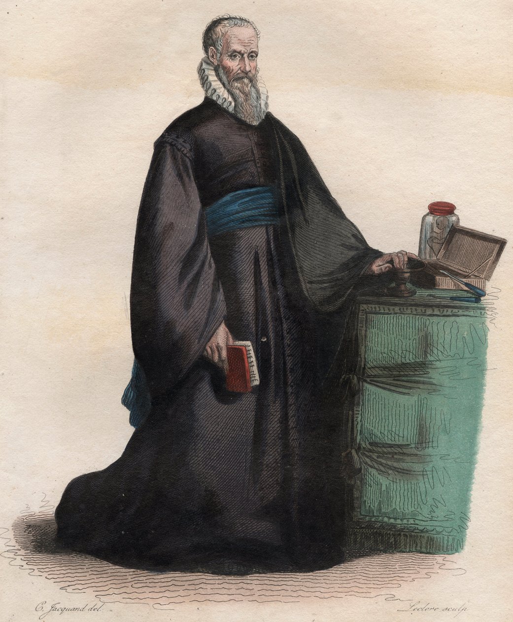 Portrét Ambroise Pare (1509-1590), francouzský chirurg. Ilustrace z „“The French Plutarch”” od Edmonda Mennecheta od French School