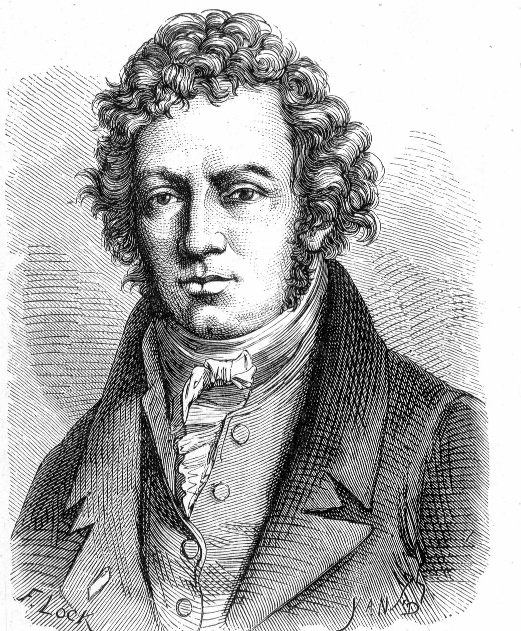 Portrét André Marie Ampère (1775 - 1836), francouzského fyzika - v „“ Album de la Science; věhlasní vědci; Velké objevy “”” 1896. od French School
