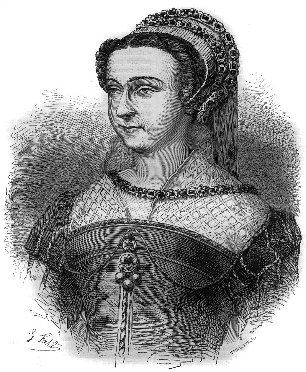 Portrét Anny Ostonové, heretiky, milenky papeže Sixta V. (Felice Peretti známá jako Sixtus V nebo Sixtus V nebo Sisto V od French School