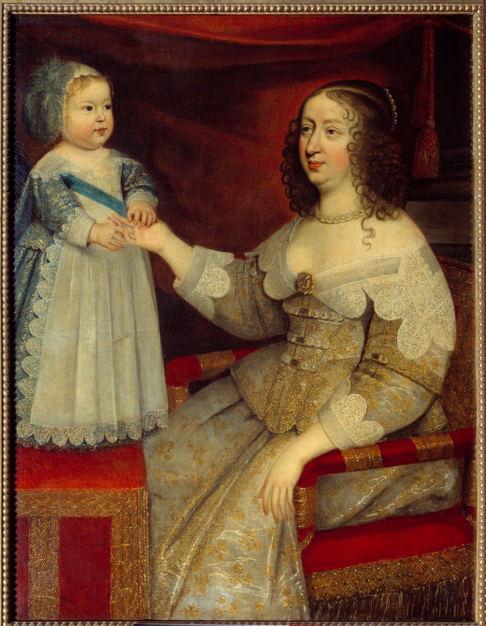Portrét Anny Rakouské, francouzské královny (1601-1666) a delfína Ludvíka XIV. (1638-1715) Obraz Francouzské školy. Před 1643. Slunce 1,2x0,96 m od French School