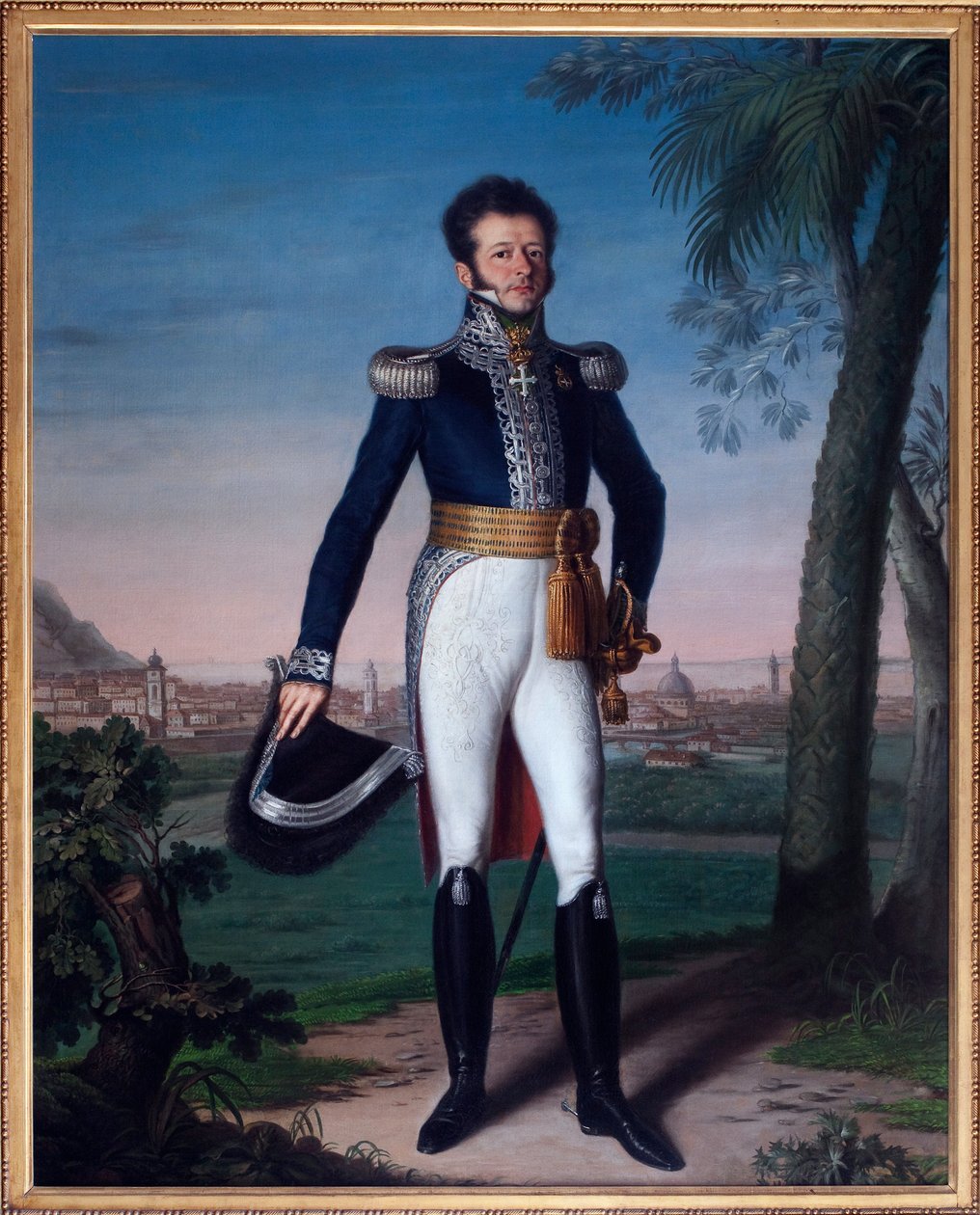 Portrét Annibala de Saluces (Annibale Di Saluzzo) (1776-1852), guvernér Nice v rámci restaurování - Obraz Jean Vacca, olej na plátně, francouzské umění - Městský archiv Nice od French School