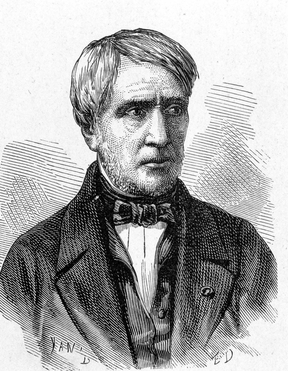 Portrét Antoina Cesara Becquerela (1788 - 1878), francouzského fyzika - v „“ Album de la Science; proslulí učenci; Grandesovy objevy “”” 1896. od French School