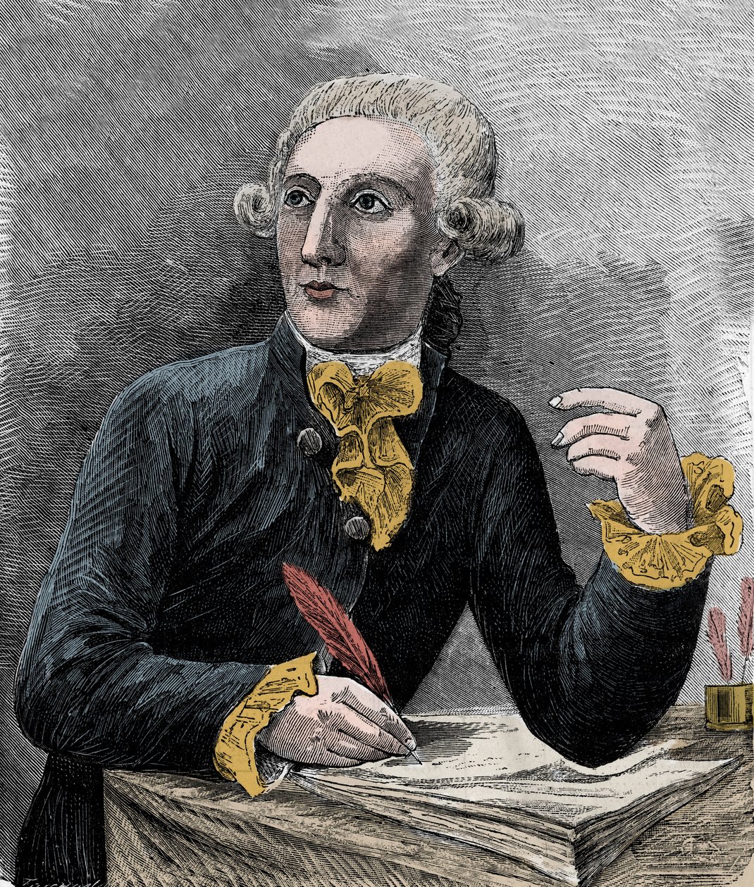 Portrét Antoina Laurenta de Lavoisiera (1743-1794), francouzského chemika - Portrét Antoina Laurenta de Lavoisiera (1743-1794), francouzského chemika - Rytina ve „Sciences à la gridte de tous - fyzika et chimie populaires“ od Alexise Clerca - Konec 19. sto od French School