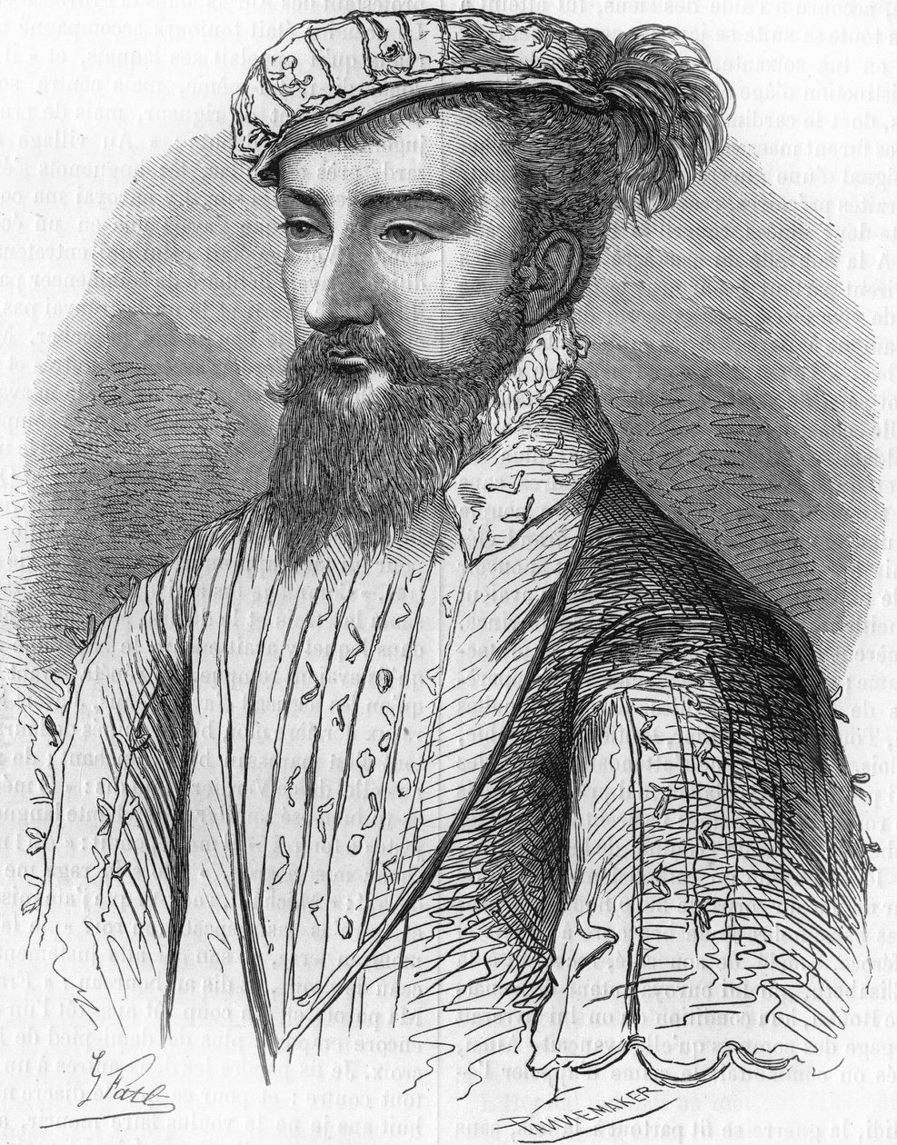 Portrét Antoina de Bourbon (1518-1562), krále Navarry a otce krále Jindřicha IV. V ""Populární historie Francie"", nd. kolem 1885. Rytina. od French School