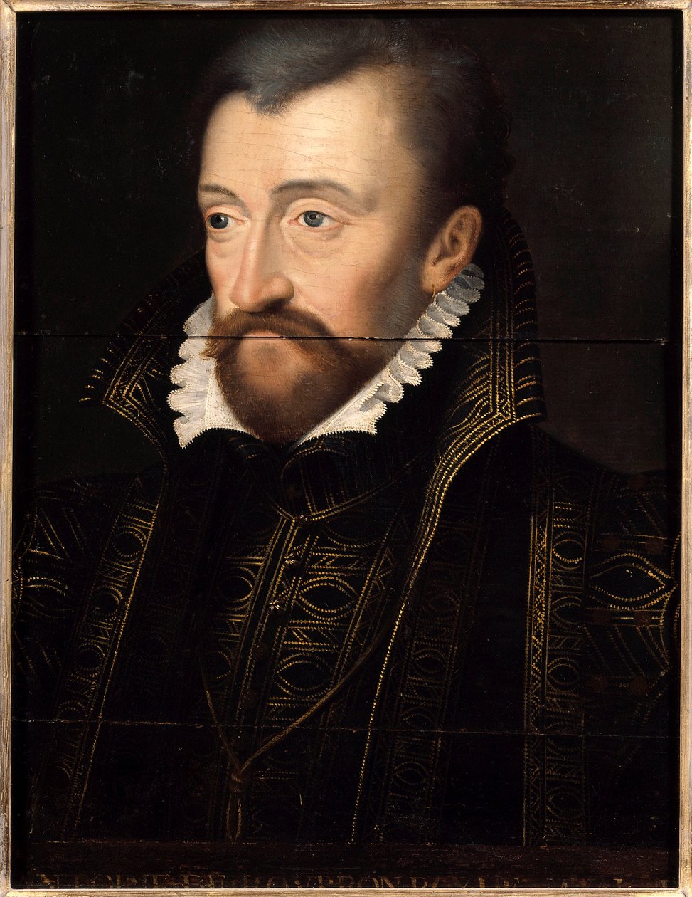 Portrét Antoina de Bourbon, krále Navarry (1518-1562), otce krále Jindřicha IV. Malba francouzské školy 16. století. Ztlumit. 0,32 x 0,23 m. Versailles. Zámecké muzeum od French School