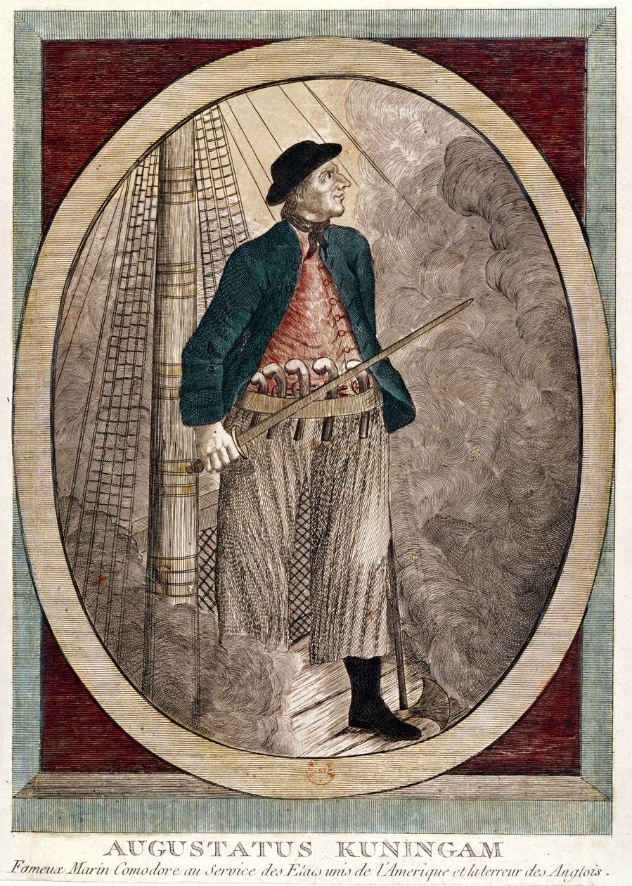 Portrét Augusta Kuningana, amerického piráta aktivního během války za nezávislost, kolem roku 1780 od French School