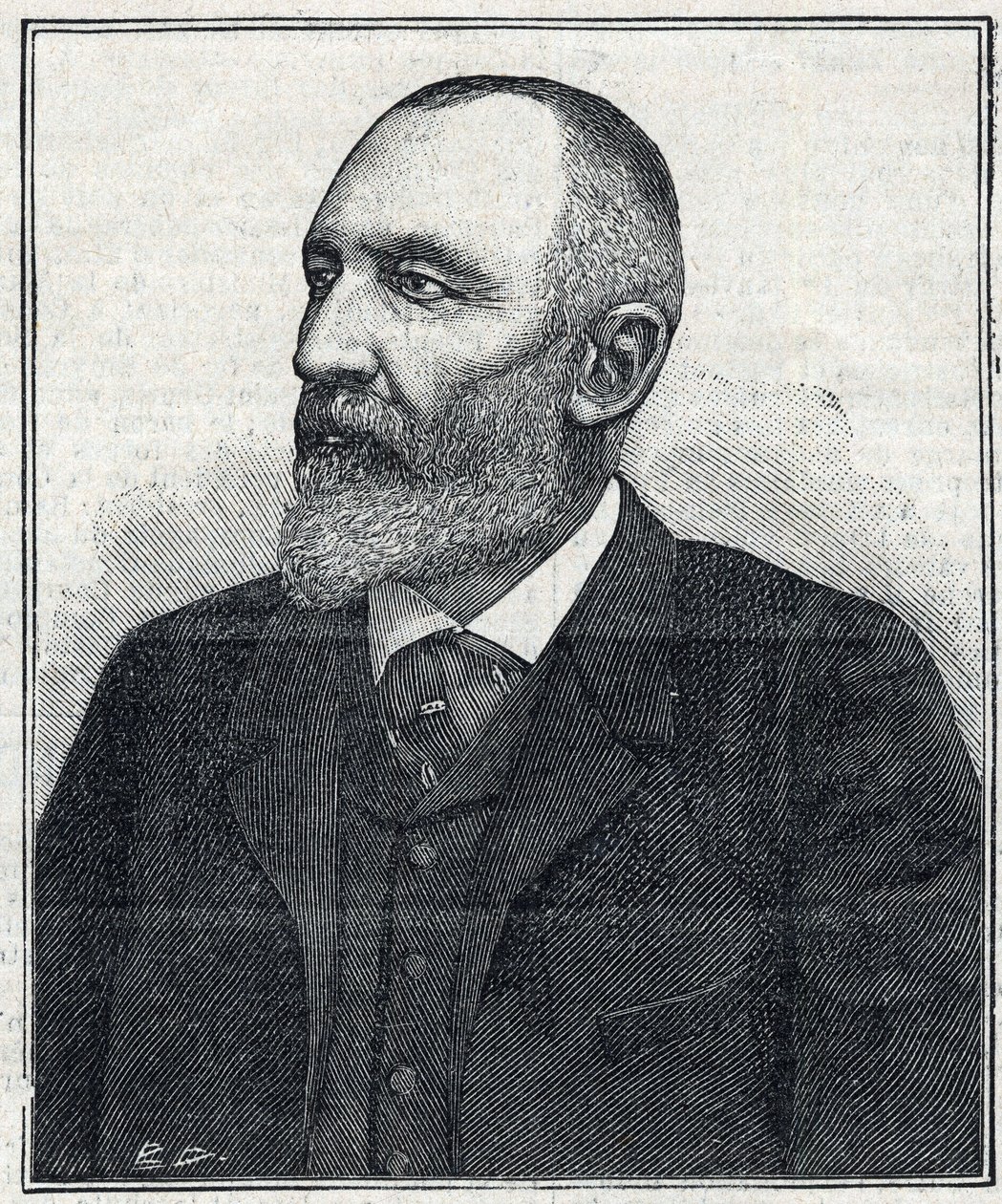 Portrét Auguste Scherer-Kestner (Scheurer Kestner) (1833-1899), chemik, průmyslník a alsaský politik. Rytina z roku 1897. Soukromá sbírka. od French School