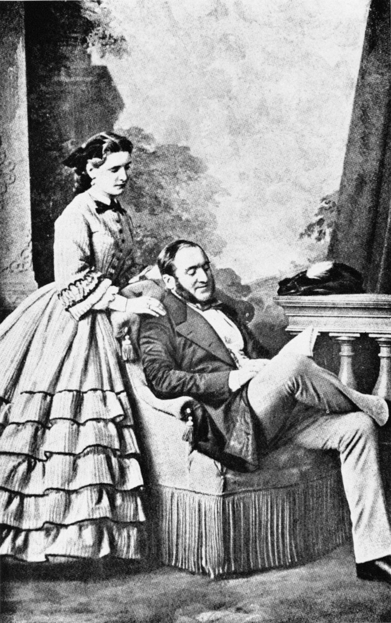 Portrét barona Georgese Eugene Haussmanna (1809-91) a jeho dcery, z The Life and Times of Baron Haussmann, Londýn, Weidenfeld & Nicholson, 19. století od French School