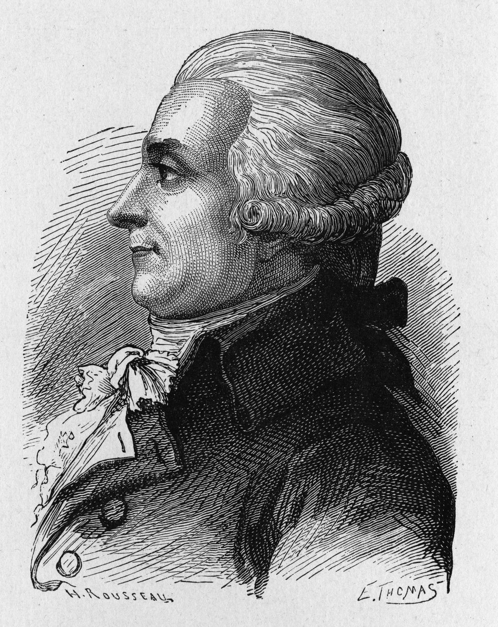 Portrét barona Louise-Bernarda Guytona-Morveaua (Louis Bernard Guyton de Morveau) (Guiton) (1737-1816), francouzského politika, chemika a revolucionáře - v „Album de la Science; proslulí učenci; Grandes disouvertes“““ 1896. od French School