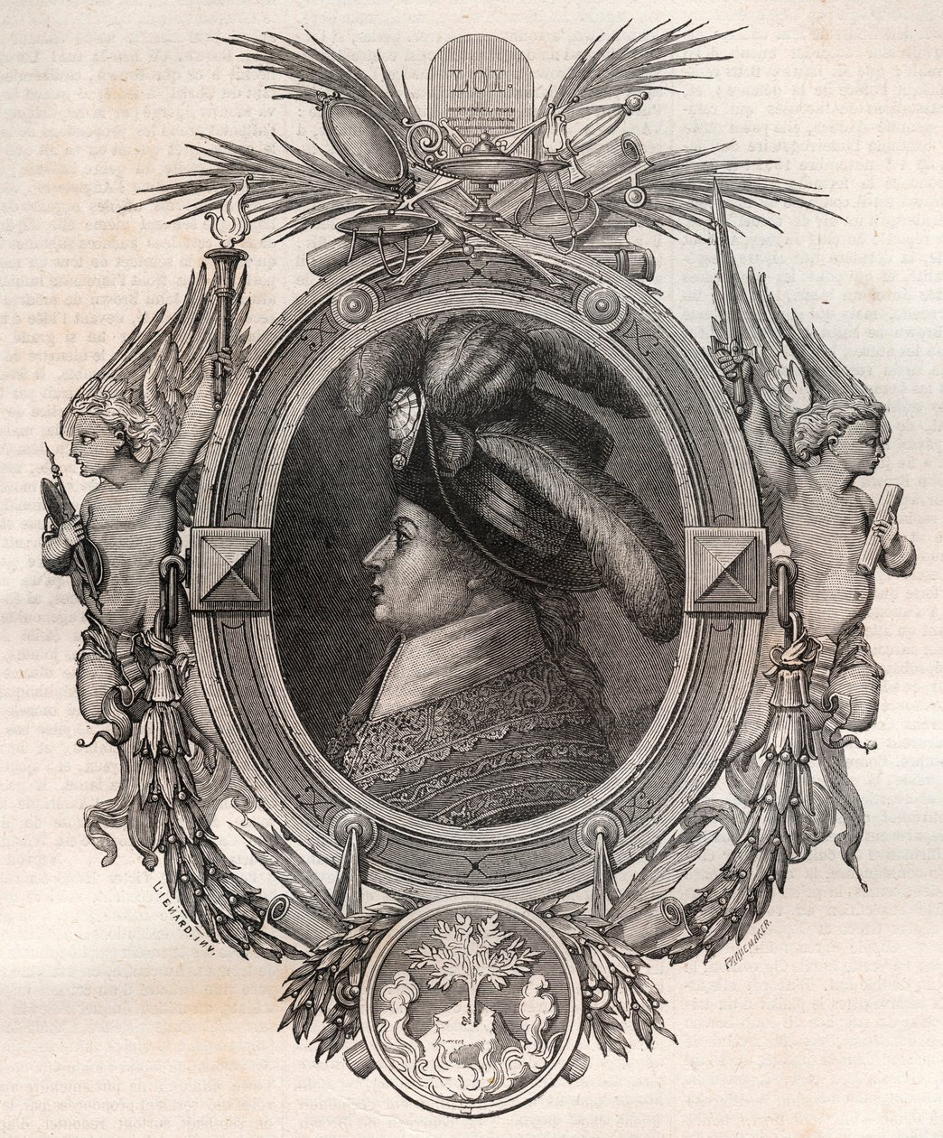 Portrét Barthelemy Francois Marie (Marquis) (1747-1830) (Balthazar Francois, Marquis of Barthelemy) - rytina v „“Nouvelle Nationale Encyclopedia”” od Maurice La Charesta - 1870 - od French School