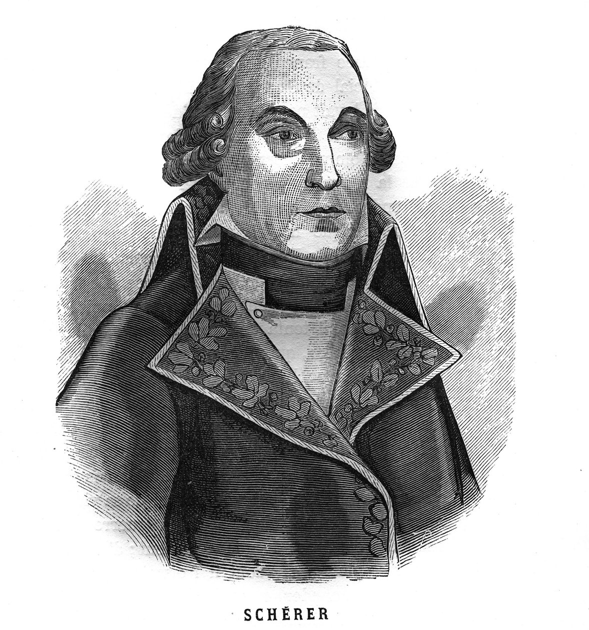 Portrét Barthelemy Louis Joseph Scherer (1747-1804), ministr války. Rytina v "Les Illustrations De L