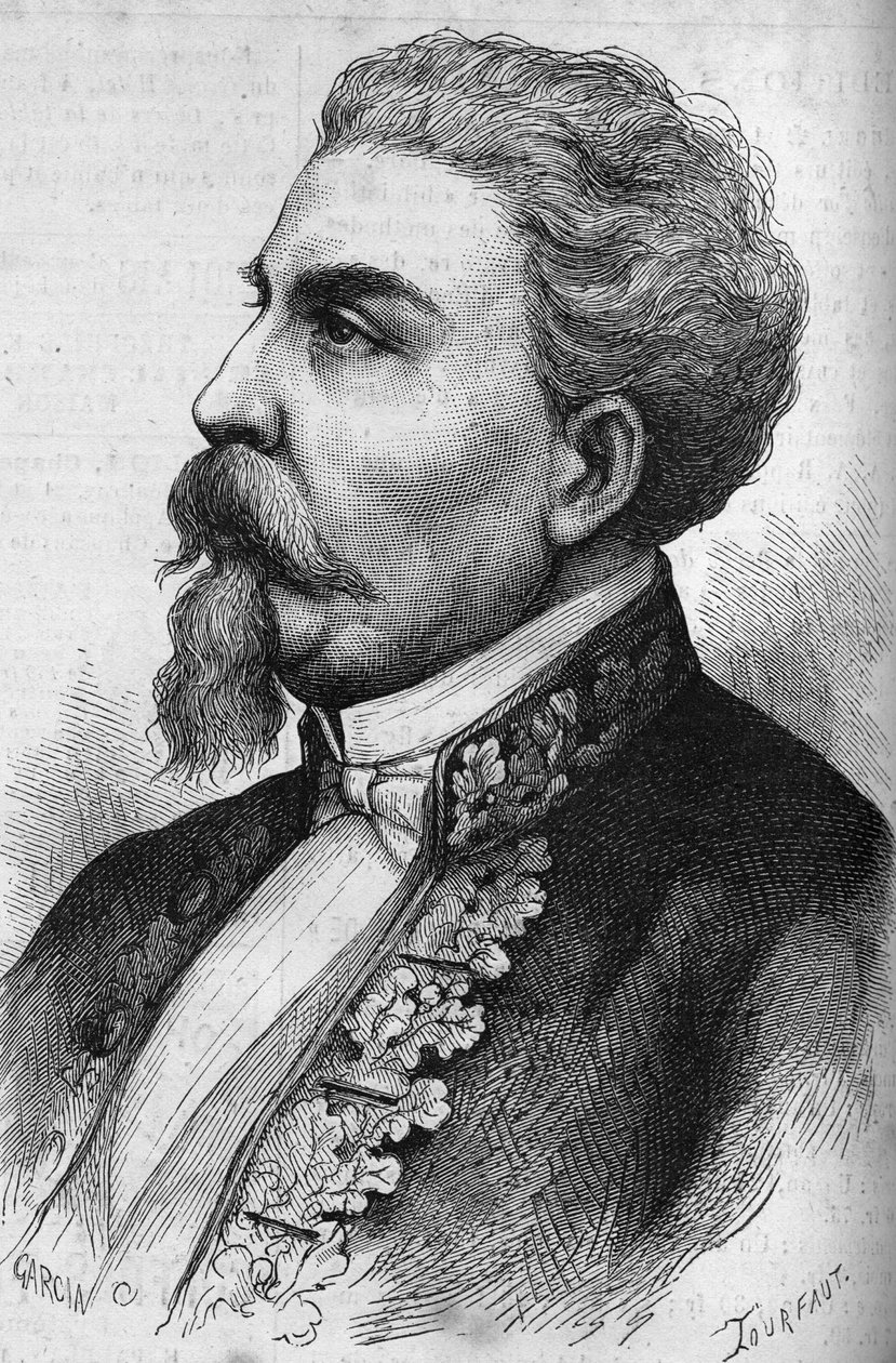Portrét Benedetta Cairoliho (1825-1889), italského státníka. Rytina v „“ Le Monde Illustré““ č. 1132 ze 7. prosince 1878. od French School