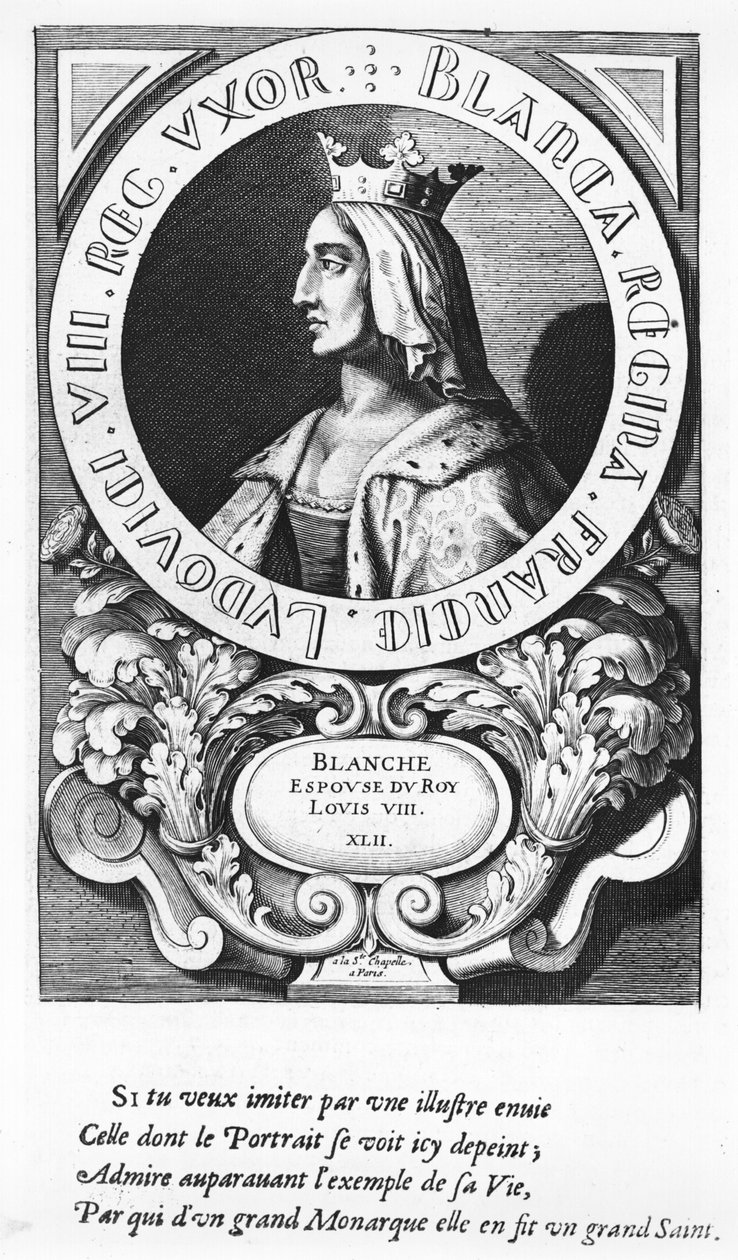 Portrét Blanche de Castille (1185-1252), 1643 od French School