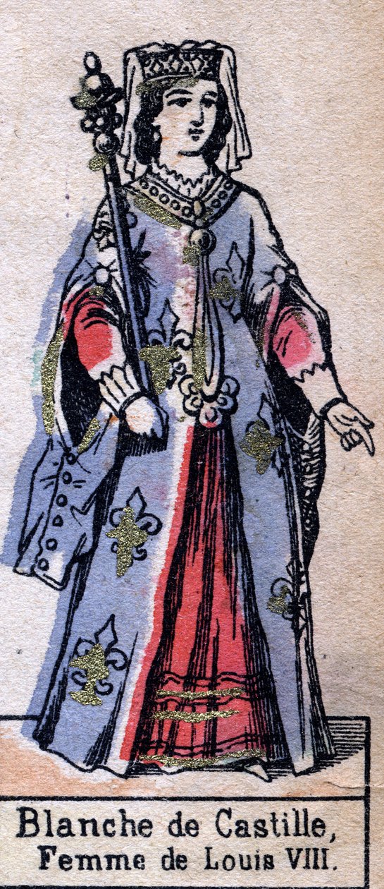 Portrét Blanche de Castille (1188-1252), manželky francouzského Ludvíka VIII. (Kapetovská dynastie). Ilustrace z konce 19. století. od French School