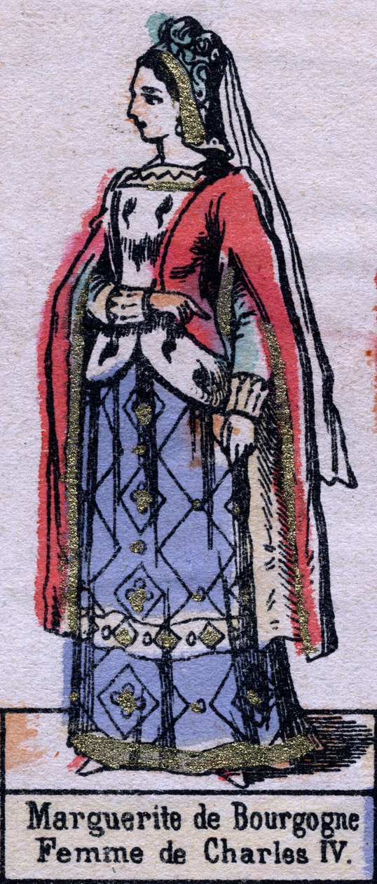 Portrét Blanche Burgundské (asi 1296-1326), manželky francouzského Karla IV. (Kapetovská dynastie). Ilustrace z konce 19. století. od French School