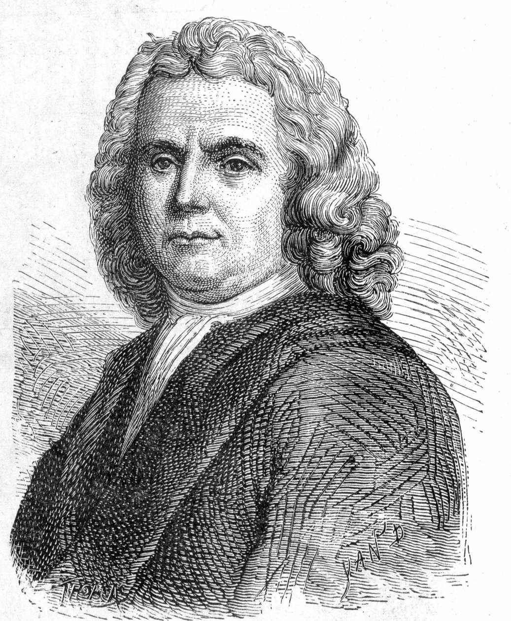 Portrét Boerhaave Hermanna (1668 - 1738), nizozemského lékaře a chemika (zastánce iatromechanismu) - v „“ Album of Science; věhlasní vědci; Velké objevy “”” 1896. od French School