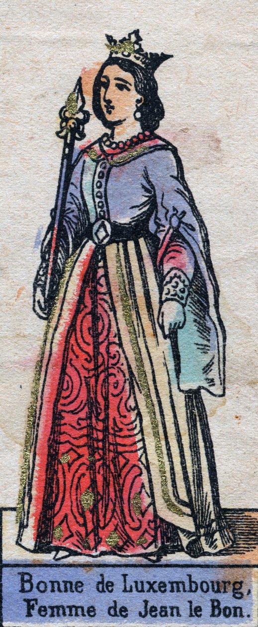 Portrét Bonne de Luxembourg (1315-1349), manželky Jana II. (Kapetovská dynastie). Ilustrace z konce 19. století. od French School