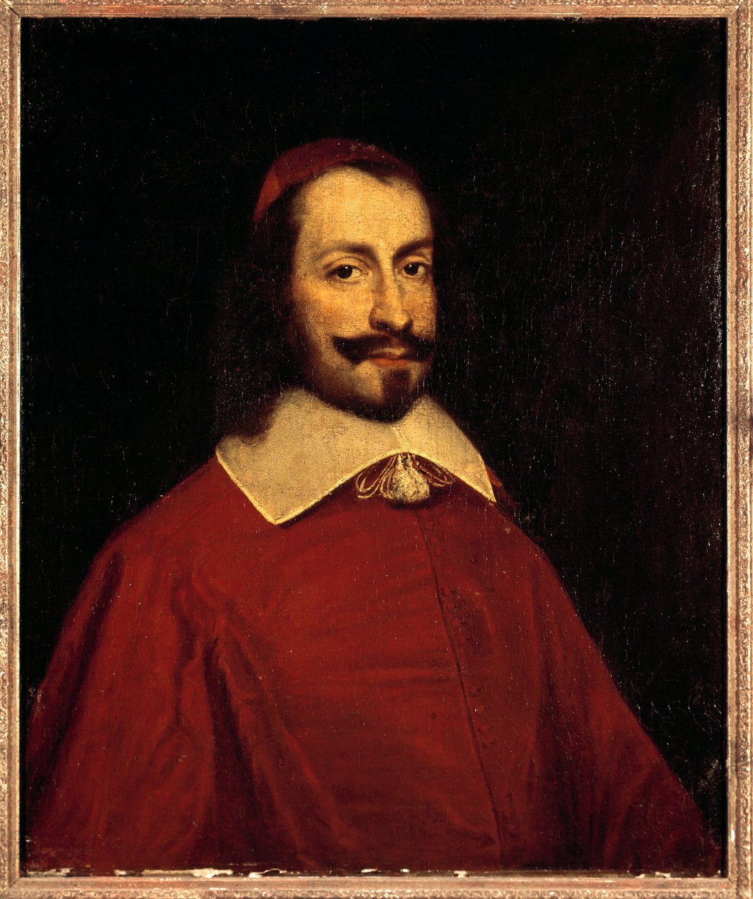 Portrét kardinála Julese Mazarina (1602-1661) (Giulio Raimondo Mazzarino nebo Mazarino) Obraz Francouzské školy 17. století Sun. 0,74x0,6 m versailles, muzeum zámku od French School
