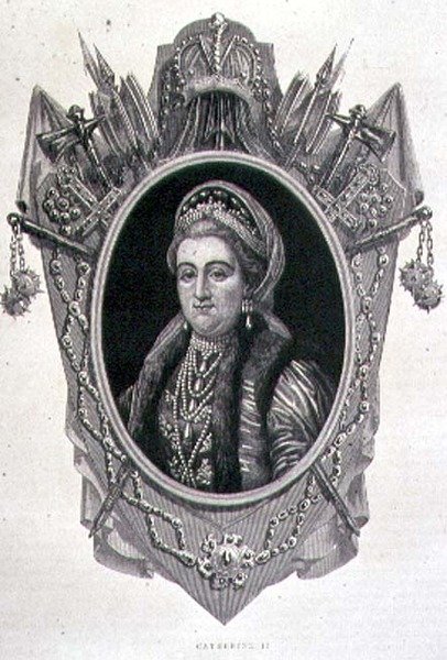 Portrét Kateřiny II. Veliké (1729-96) (rytina) od French School