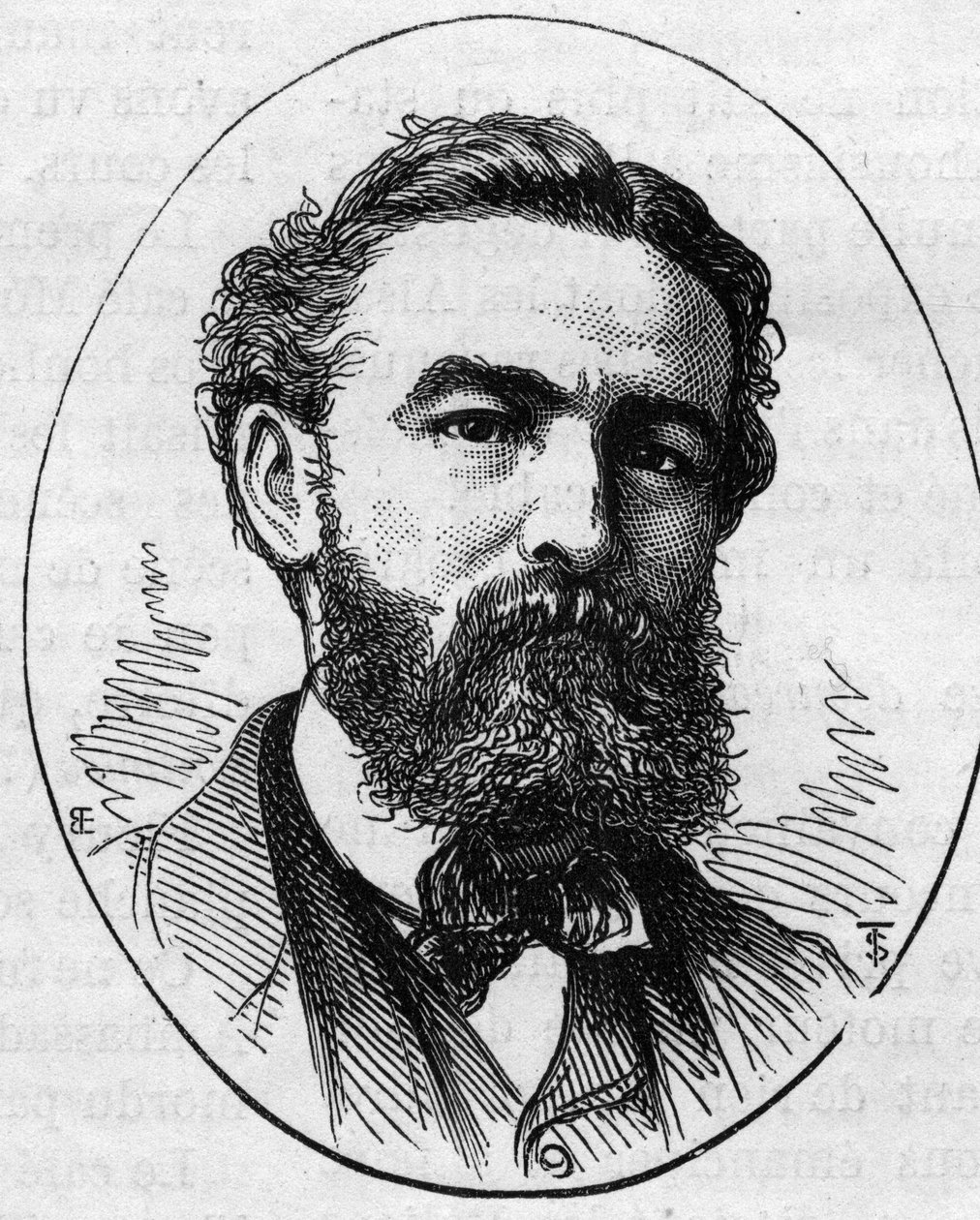 Portrét Charlese Bussona (1822-1908), francouzského malíře. Rytina v „“ Le Monde Illustré““ č. 890 ze dne 2. května 1874. od French School