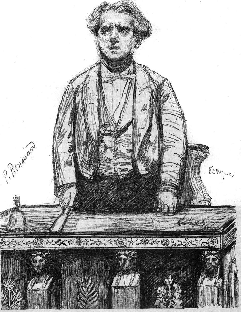 Portrét Charlese Floqueta (1828-1896), francouzského právníka a politika. Rytina v „La gazette du dimanche““ z 16. ledna od French School