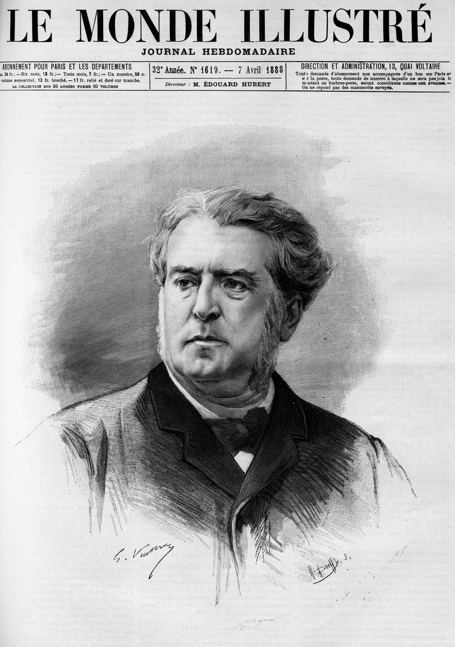 Portrét Charlese Floqueta (1828-1896), prezidenta Rady ministrů v letech 1888 až 1889. V „The Illustrious World“ v roce 1888. od French School