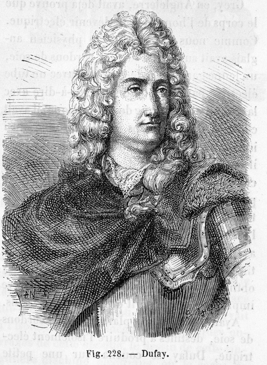 Portrét Charlese Françoise Du Fay (Dufay?) (1698 - 1739), francouzského chemika a fyzika - v „Histoire de France“ od Henriho Martina od French School