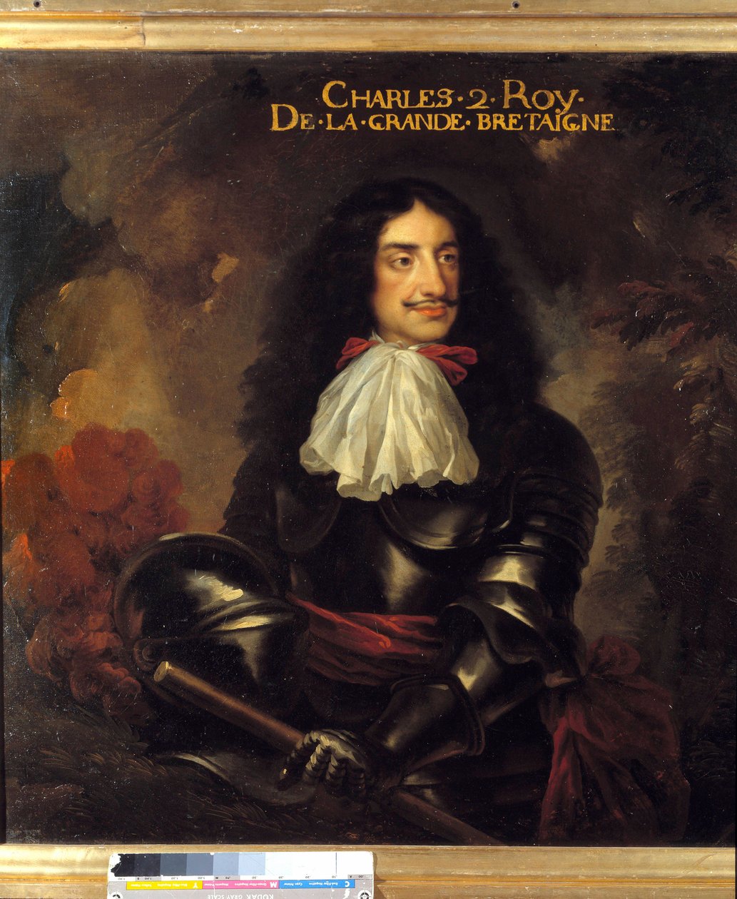 Portrét Karla II. (1630-1685) anglického krále Malba francouzské školy 17. století. Rozměr 1,11 x 1,25 m od French School