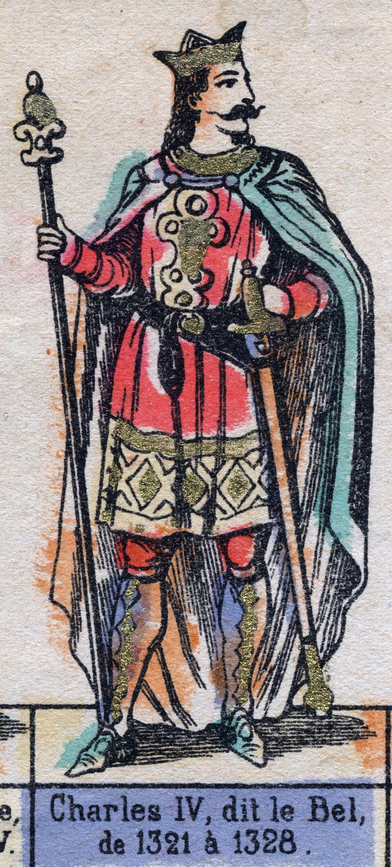 Portrét francouzského Karla IV., známého jako Karel Bel (1294-1328) (dynastie Kapetovců). Ilustrace z konce 19. století. od French School