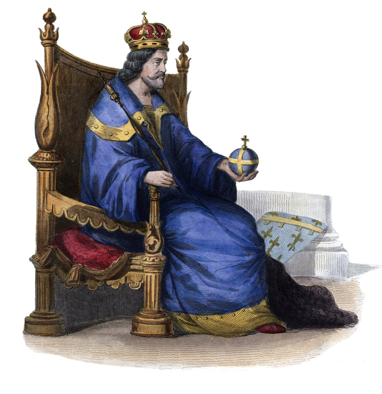 Portrét Karla I. Neapolského (Karel z Anjou) (1227-1285), sicilského krále. od French School