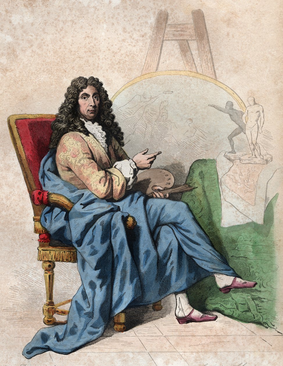 Portrét Charlese Lebruna (Le Brun) (1619-1690), francouzského malíře a teoretika umění. od French School