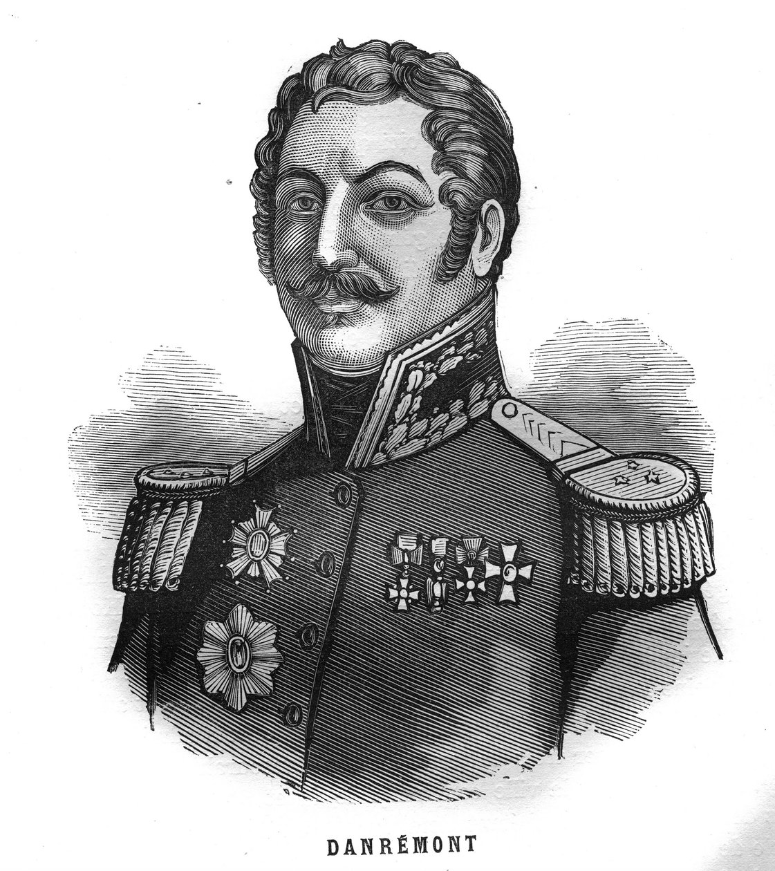 Portrét Charlese Marie, hraběte Denyse z Damremontu (1783-1837), francouzského generála. Rytina v „Les Illustrations De L