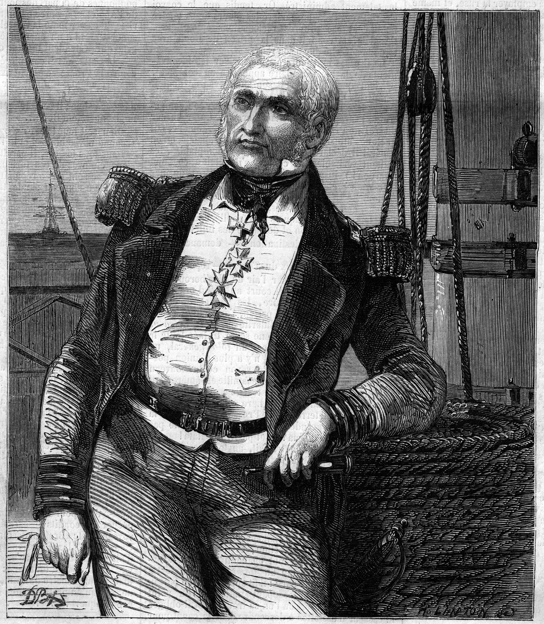 Portrét Charlese Napiera (1786-1860), skotského admirála a politika. Rytina v „“ Le Monde Illustré““ č. 188 ze 17. listopadu 1860. od French School