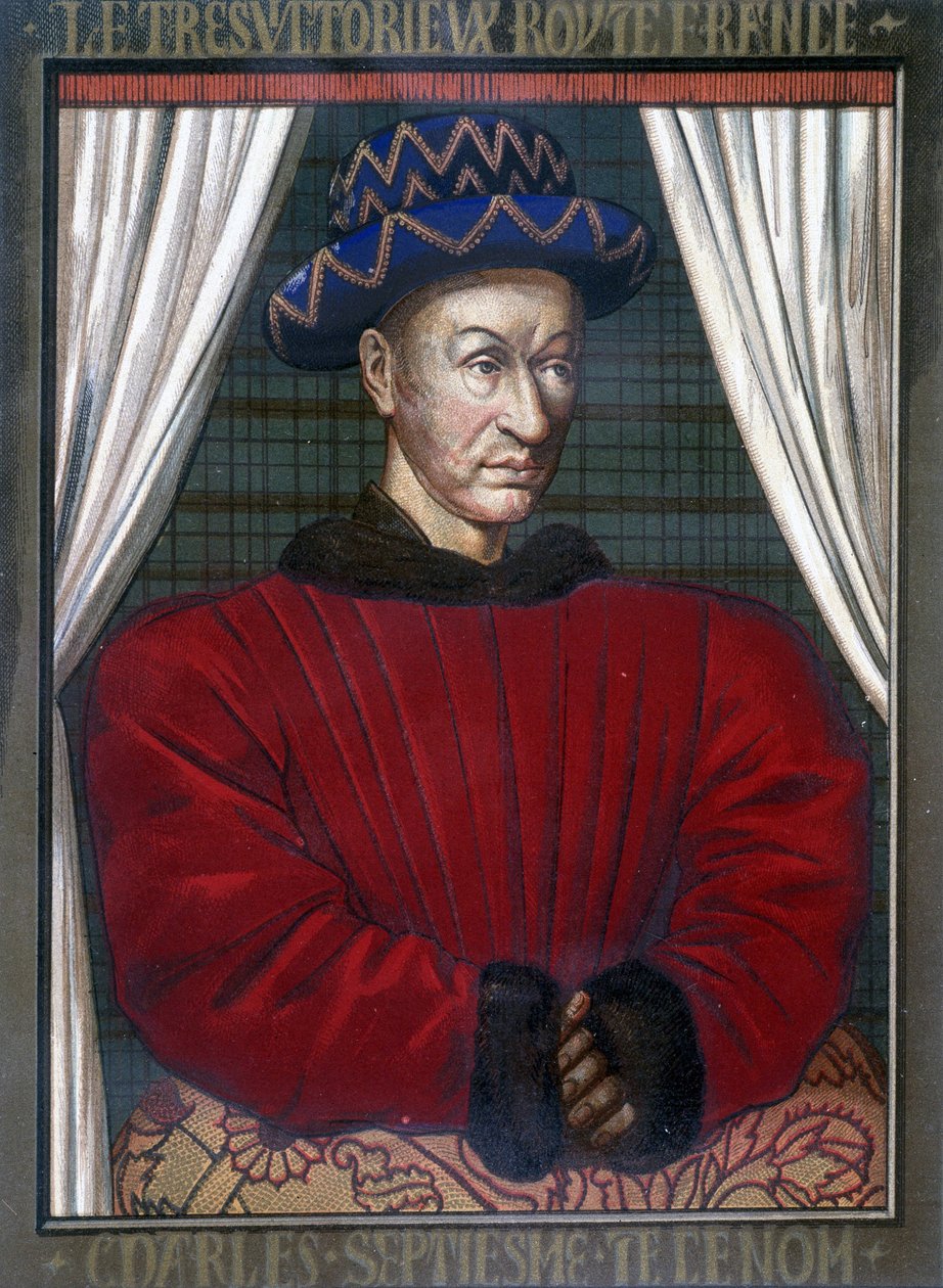 Portrét francouzského krále Karla VII. (1403 - 1461). od French School