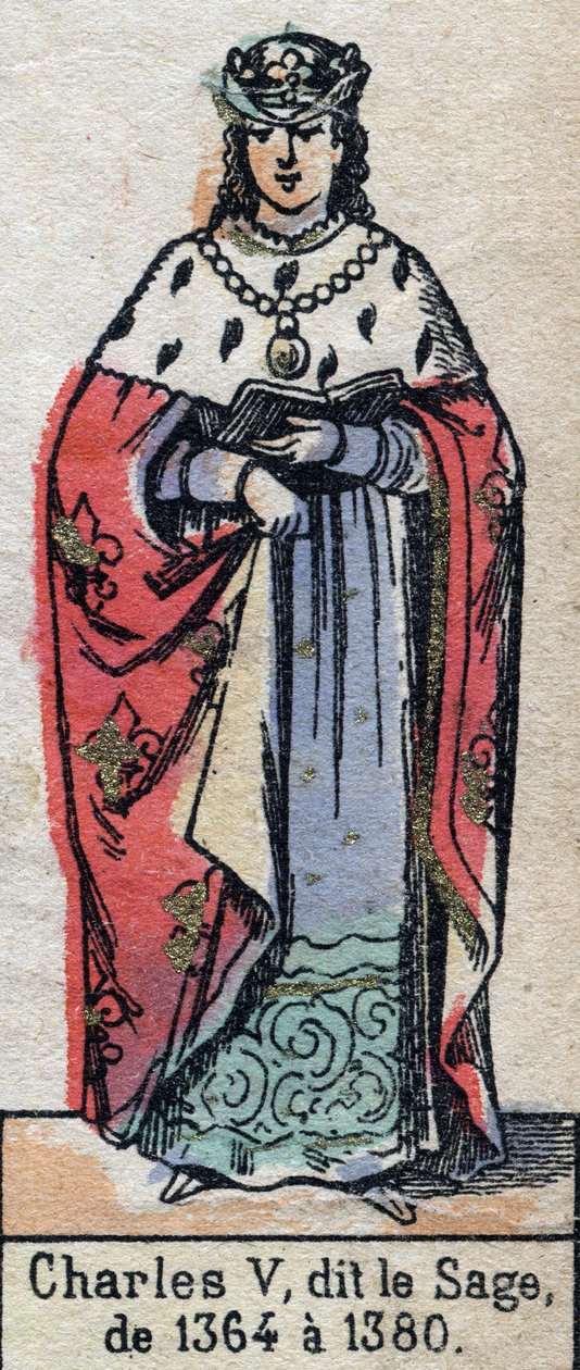 Portrét Karla V. z Francie, známého jako Karel Mudrc (1338-1380) (dynastie Kapetovců). Ilustrace z konce 19. století. od French School
