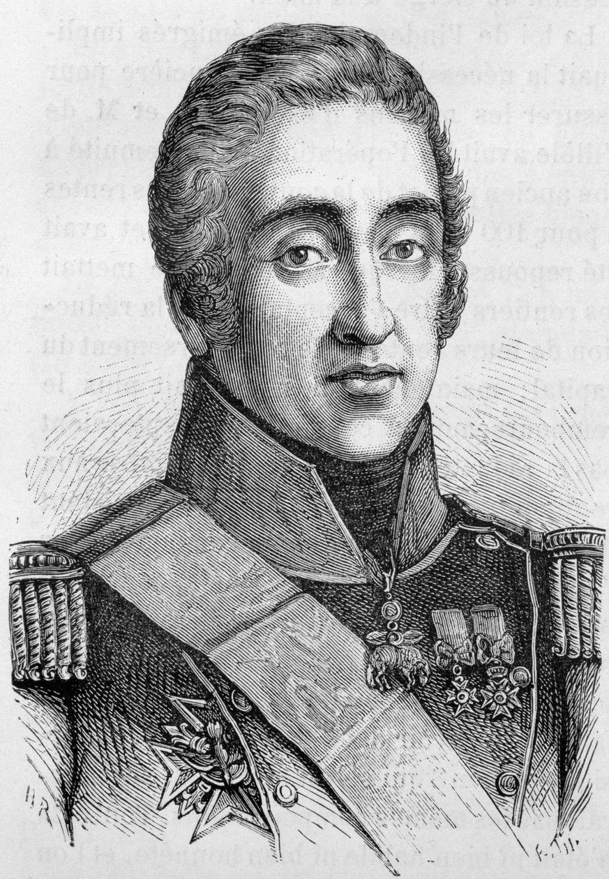 Portrét francouzského krále Karla X. (1757 - 1836) - v „Dějinách Francie“ od Henriho Martina od French School